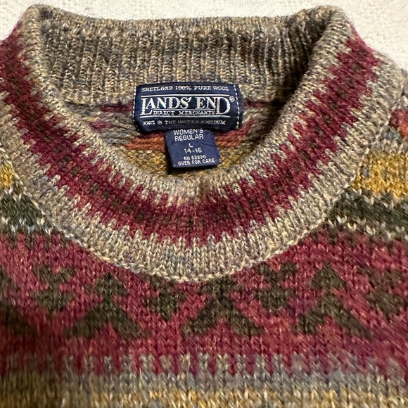 LANDS END Shetland 100% wool LARGE Sweater for LADIES made in United Kingdom - Picture 2 of 7